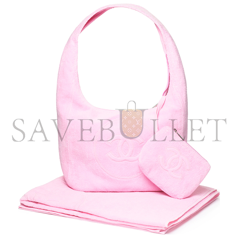 Ch**el coco beach 2025 collection beachwear set cotton pink aaa938 b20128 (58*38*20cm)